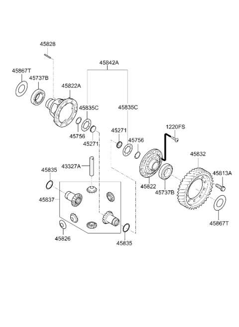 2013 Hyundai Elantra GT Differential Gear Thrus Spacer Diagram for 48443-23070