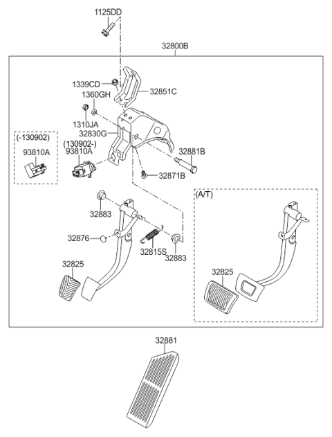 2013 Hyundai Elantra GT Brake Pedal Assembly Diagram for 32800-3X110