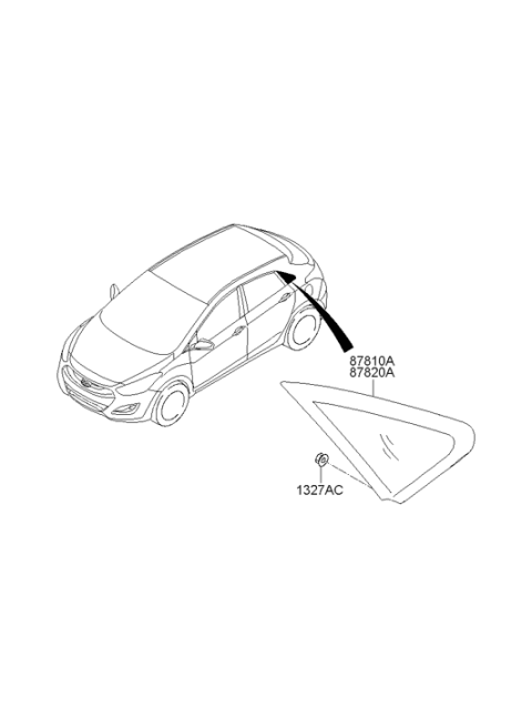 2014 Hyundai Elantra GT Quarter Glass & Moulding Assembly Diagram for 87810-A5520