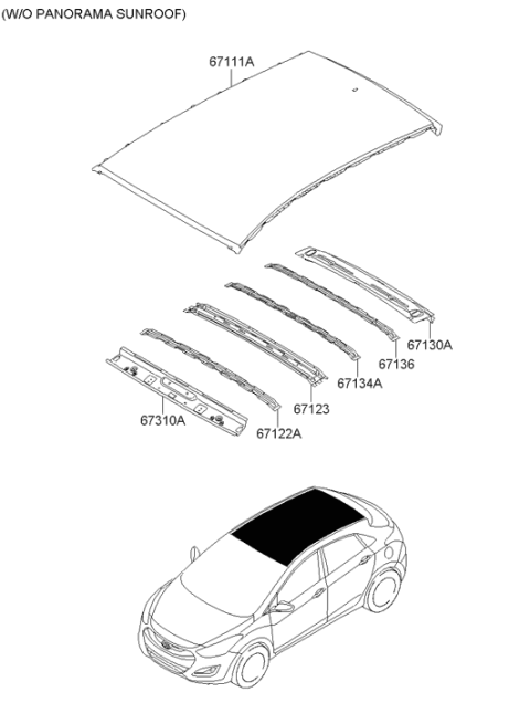 2014 Hyundai Elantra GT Roof Panel Diagram for 67111-A5000