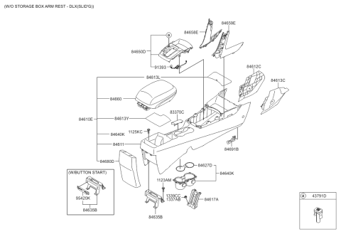 2014 Hyundai Elantra GT Cup Holder Assembly Diagram for 84620-A5000-RY