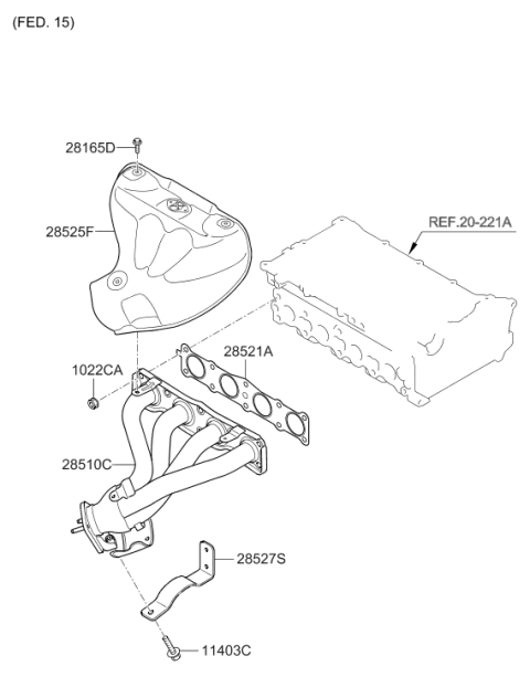 2013 Hyundai Elantra GT Exhaust Manifold Catalytic Assembly Diagram for 28510-2E350