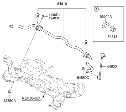2014 Hyundai Elantra GT Front Stabilizer Bar Assembly Diagram for 54810-A5000
