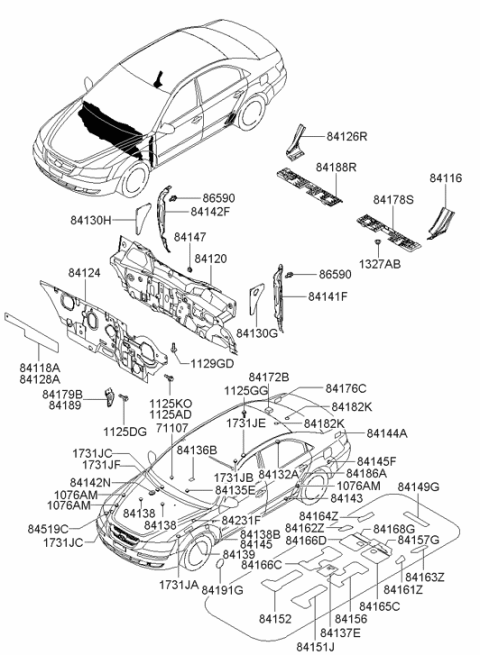 2005 Hyundai Sonata Pad-ANTIVIBRATION Ctr FLR Ctr Diagram for 84137-3K000