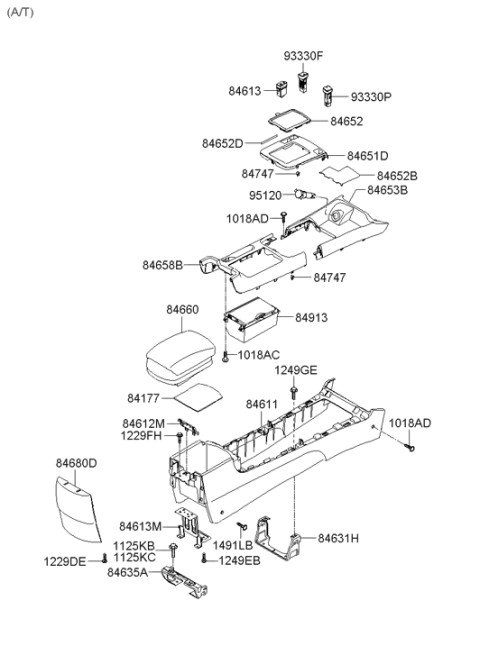 2005 Hyundai Sonata New Body Style (Korean) Floor Console Diagram 2