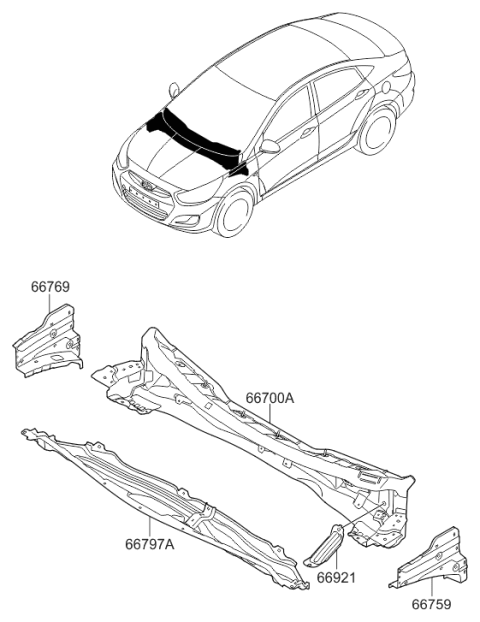 2016 Hyundai Accent Support Diagram for 66794-1R300