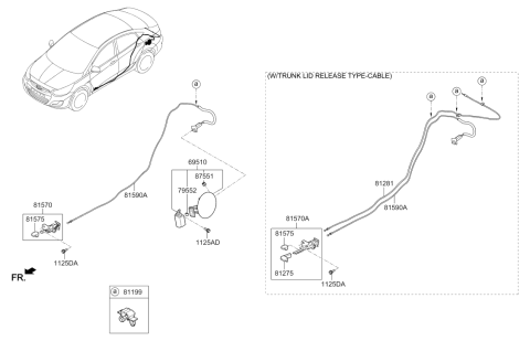 2015 Hyundai Accent Fuel Filler Door Assembly Diagram for 69510-0U200