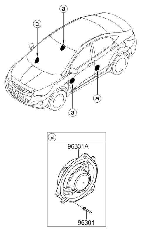 2015 Hyundai Accent Door Speaker Assembly Diagram for 96330-1R000