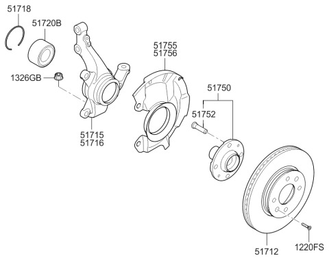 2017 Hyundai Accent Ring Snap Diagram for 51718-07000