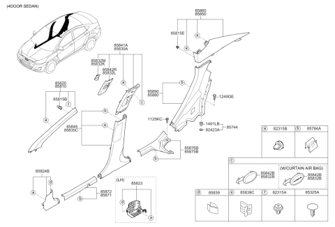 2017 Hyundai Accent Plug Trim Mounting Diagram for 85325-21000-RY