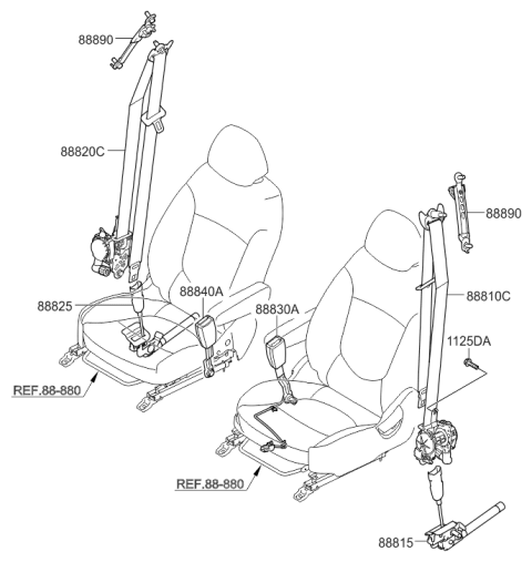 2017 Hyundai Accent Front Seat Belt Assembly Left Diagram for 88870-1R600-VYF
