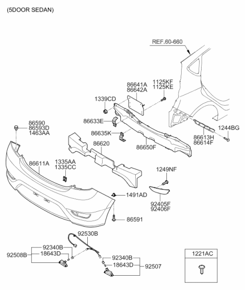 2016 Hyundai Accent Rear Bumper Diagram 2