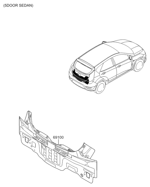 2016 Hyundai Accent Back Panel & Trunk Lid Diagram 2
