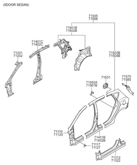 2016 Hyundai Accent Side Body Panel Diagram 2