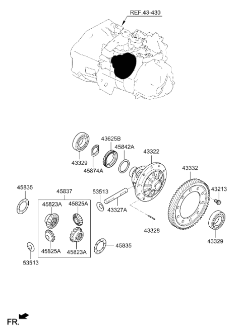 2016 Hyundai Accent Differential Case Diagram for 43322-26100