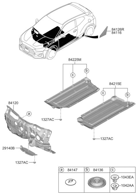 2019 Hyundai Veloster Cover-Engine Under,Rear Diagram for 84191-J9000