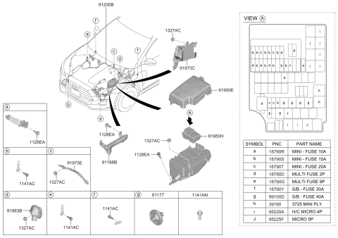 2021 Hyundai Veloster Pcb Block Assembly Diagram for 91959-J3020