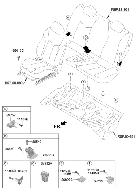 2021 Hyundai Veloster Bracket Assembly-Rear Seat Back,Center Diagram for 89720-J3000