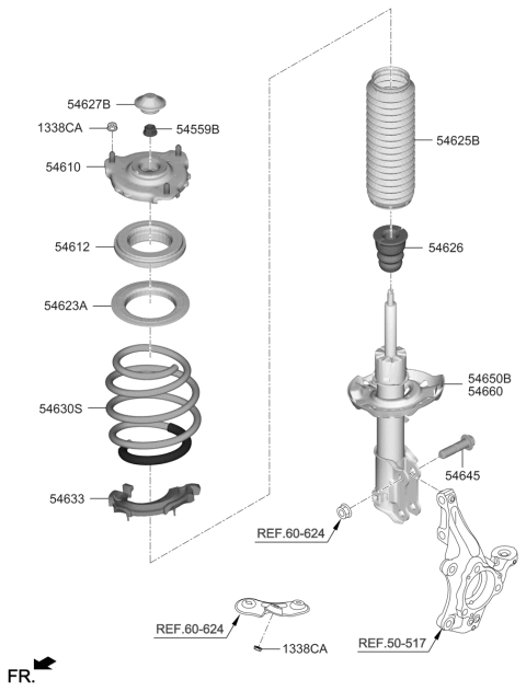 2020 Hyundai Veloster Front Spring Diagram for 54630-J3BC0