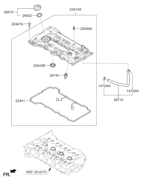 2021 Hyundai Veloster Rocker Cover Gasket Diagram for 22441-2E700