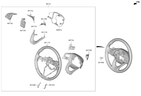 2021 Hyundai Veloster Steering Wheel Assembly Diagram for 56100-J3FA0-UFM