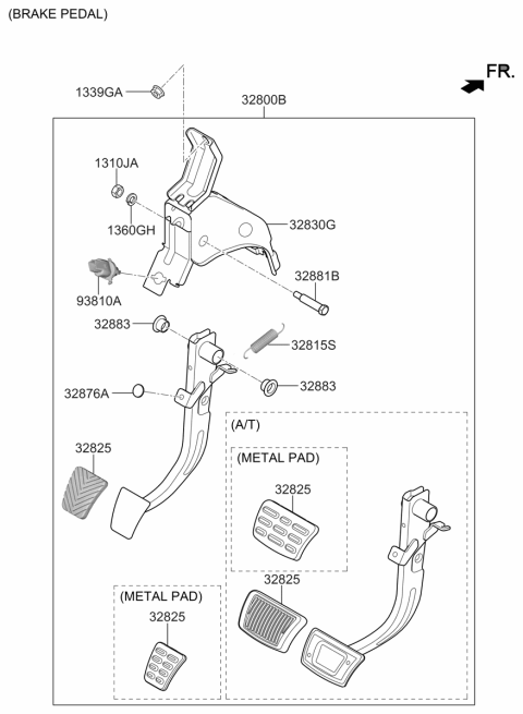 2020 Hyundai Veloster Brake Pedal Assembly Diagram for 32800-J3110