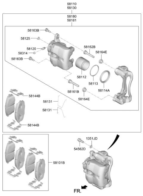 2019 Hyundai Veloster Front Disc Brake Pad Kit Diagram for 58101-J3A10