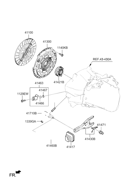 2021 Hyundai Veloster Cylinder Assembly-Clutch Release Diagram for 41710-23035