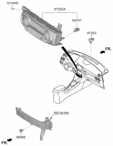 2020 Hyundai Veloster Heater Control Assembly Diagram for 97250-J3040-UFM