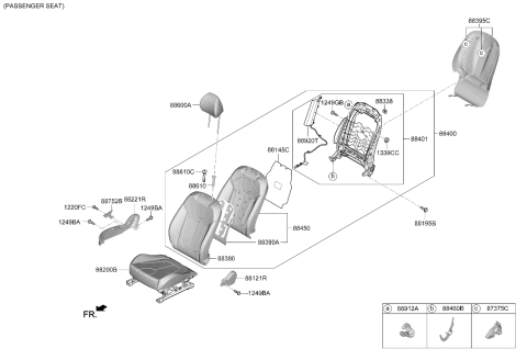 2020 Hyundai Veloster Front Seat Cushion Assembly Right Hand Diagram for 88201-J3710-PMG