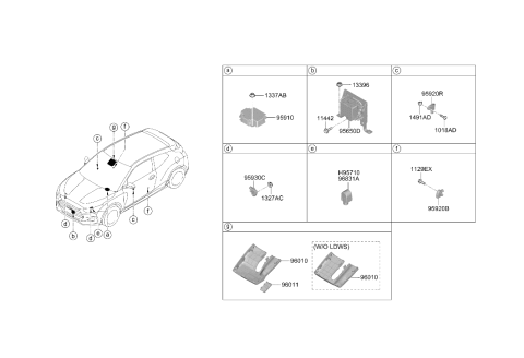 2021 Hyundai Veloster Air Bag Control Module Assembly Diagram for 95910-J3100