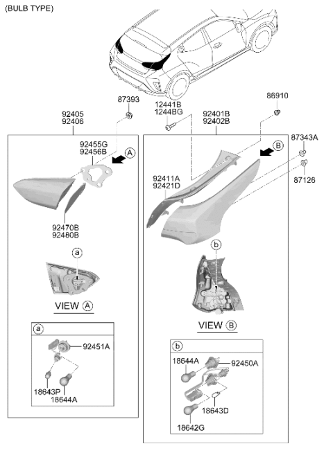 2019 Hyundai Veloster Lamp Assembly-Rear Comb Inside,LH Diagram for 92403-J3000