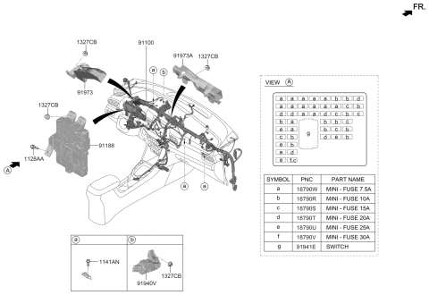 2021 Hyundai Veloster Instrument Panel Junction Box Assembly Diagram for 91950-J3020