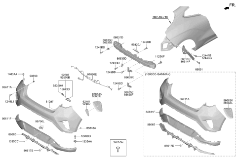 2021 Hyundai Veloster Rear Bumper Cover With Valance Diagram for 86611-J3000