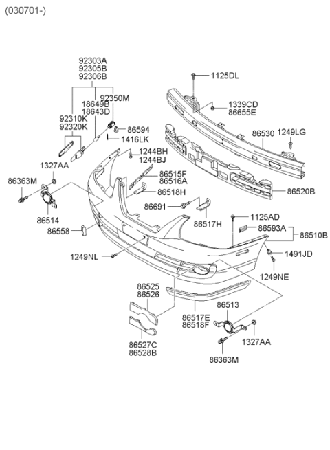 2005 Hyundai Elantra Front Bumper Diagram 2