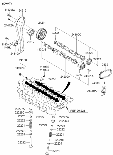 2006 Hyundai Elantra Old Body Style Camshaft & Valve Diagram 2