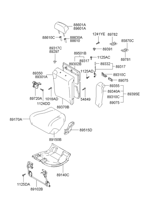 2005 Hyundai Elantra Rear Seat Diagram 2