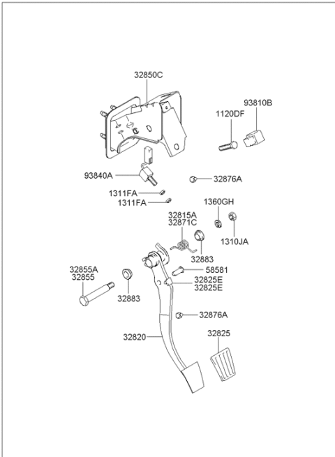2005 Hyundai Elantra Clutch & Brake Pedal Diagram 2