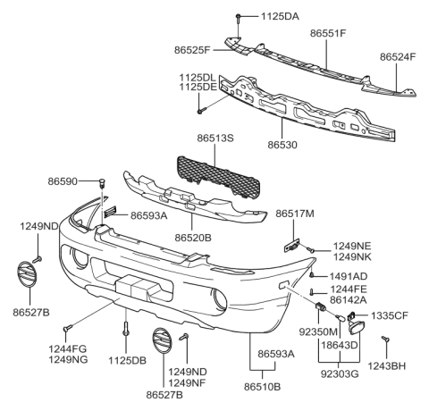 2006 Hyundai Santa Fe Lamp Assembly-Reflex Reflector & Side Marker,Front Diagram for 92303-26011