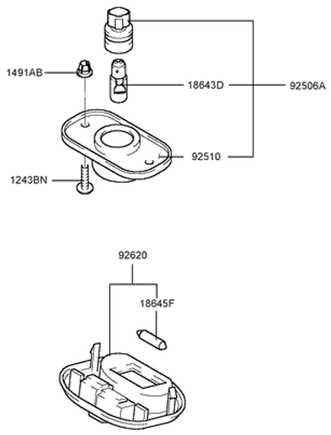 2002 Hyundai Santa Fe Luggage Compartment Lamp Assembly Diagram for 92620-26000-BU