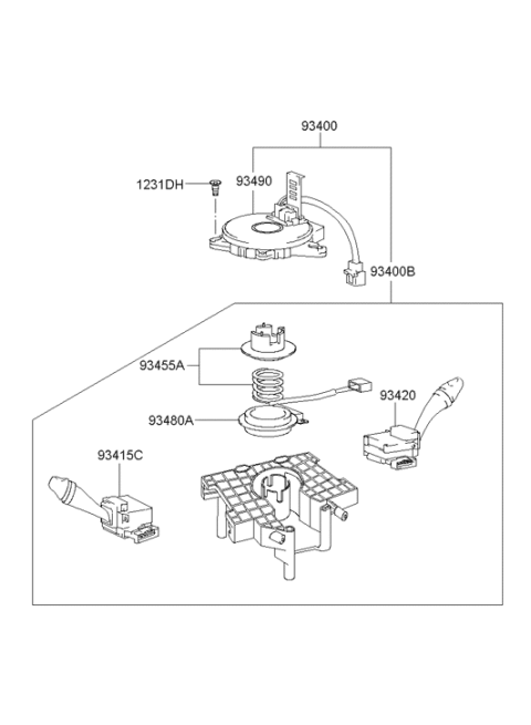 2002 Hyundai Santa Fe Switch Assembly Multifunction Diagram for 93401-26100