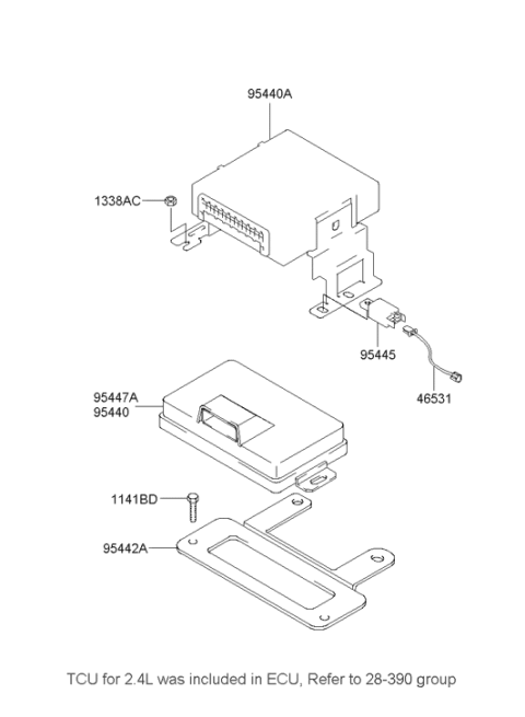 2000 Hyundai Santa Fe Relay-A/T Control Diagram for 95445-39052