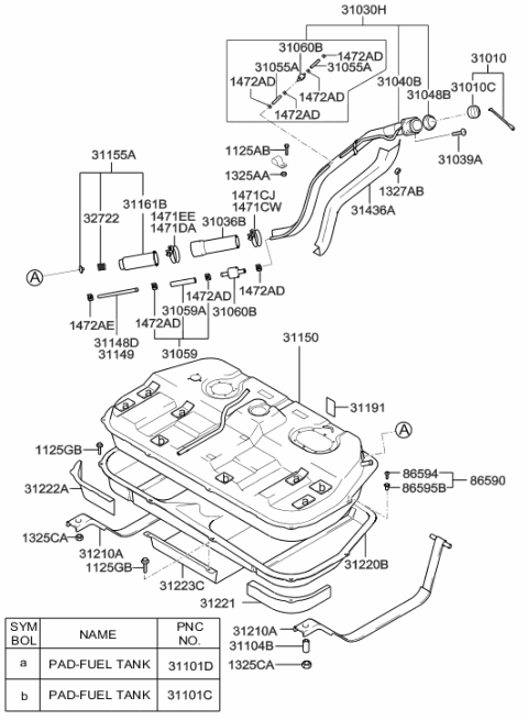 2001 Hyundai Santa Fe Case-Valve Diagram for 31156-22900