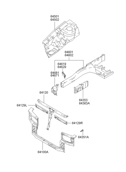 2005 Hyundai Santa Fe Member Assembly-Radiator Support Comp Diagram for 64100-26201