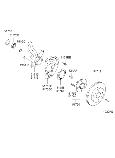 2003 Hyundai Santa Fe Front Axle Knuckle Right Hand Diagram for 51716-26120
