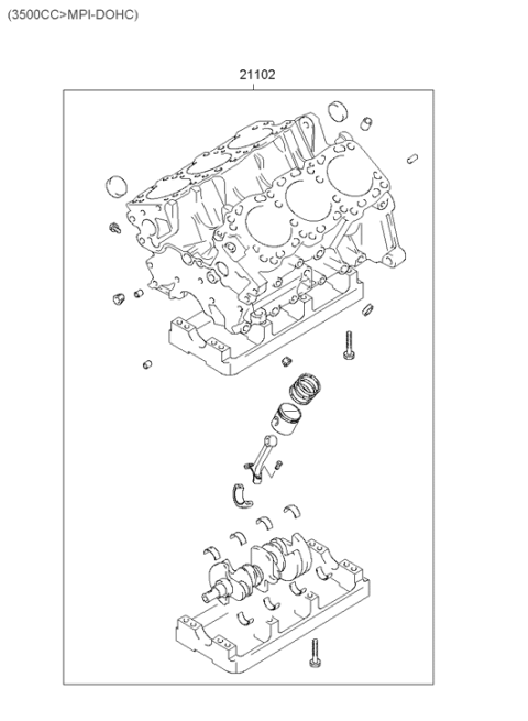 2003 Hyundai Santa Fe Short Engine Assy Diagram 3