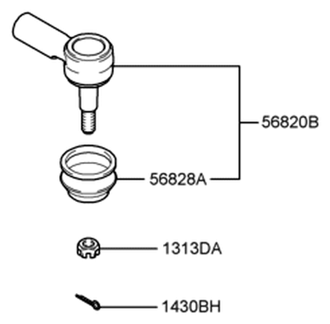 2004 Hyundai Santa Fe End Assembly-Tie Rod Diagram for 56820-3B000