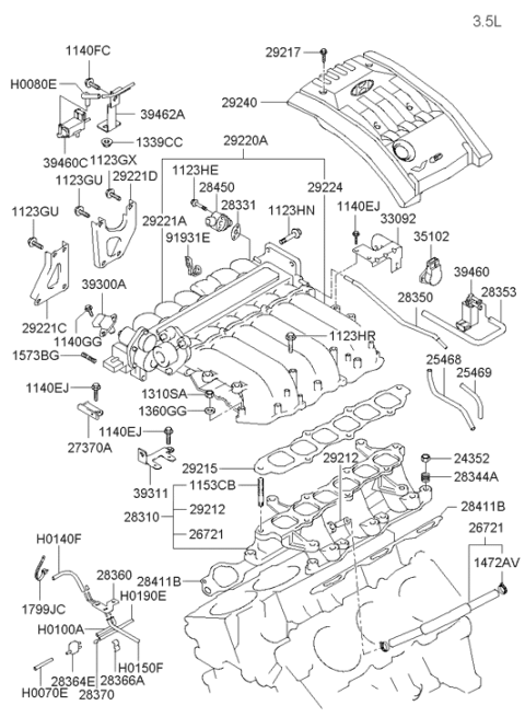 2003 Hyundai Santa Fe Nipple Diagram for 29212-32500