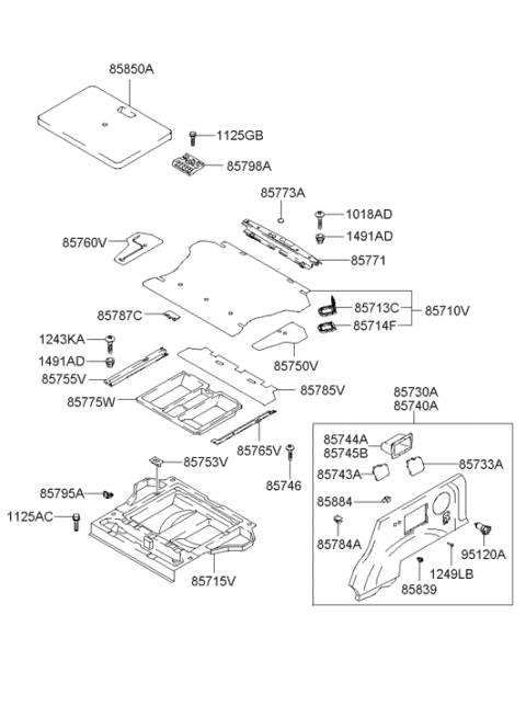 2001 Hyundai Santa Fe Plug Trim Mounting Diagram for 85746-02000-BU