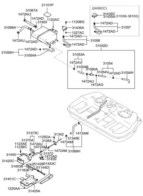 2000 Hyundai Santa Fe Canister Assembly Diagram for 31420-26300